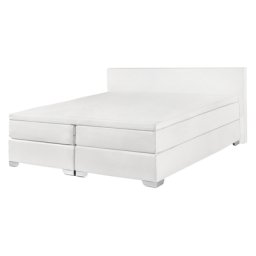 Boxspringbett Weiß Kunstleder/Holz 140 x 200 cm Polsterbett Modern