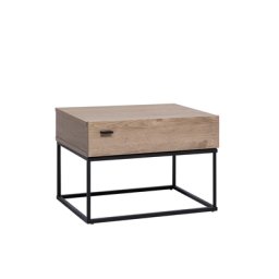 Nachttisch Dunkler Holzfarbton Spanplatte Metall 39 x 55 x 41 cm Melaminbeschichtung Faserplatte Industriell Elegant 1 Schublade Schlafzimmer