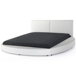 Wasserbett Leder Weiß 180 x 200 cm Doppelbett Unterteilte Kopfteil Rund Laval