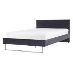Doppelbett Grau Samtstoff Metallbeine 140 x 200 cm Bequem Glamour Schlaffzimmer