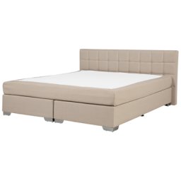 Boxspringbett Polsterbett in Sandbeige Leinenoptik Doppelbett 180 x 200 cm