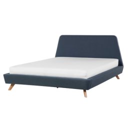Polsterbett Blau 160 x 200 cm Mit Lattenrost Hohe Kopfteil Schräge Form Modern