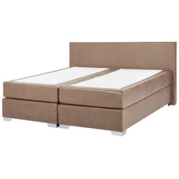 Boxspringbett Kunstleder in Braun 180 x 200 cm modernes Polsterbett Hotelbett Glamour