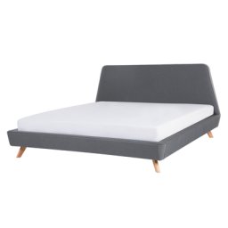 Polsterbett Grau 180 x 200 cm Mit Lattenrost Schräge Form Designerbett Modern