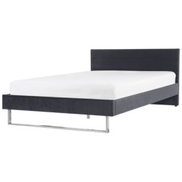 Doppelbett Grau Samtstoff Metallbeine 180 x 200 cm Bequem Glamour Schlaffzimmer