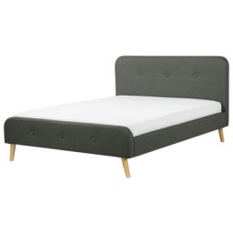Polsterbett Leinenoptik Grau Lattenrost 180 x 200 cm Elegant