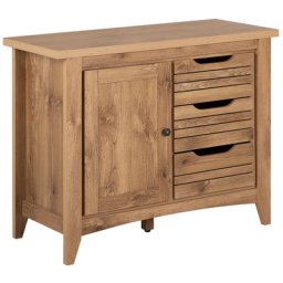 Kommode Beistellschrank Heller Holzfarbton MDF Platte Faserplatte 80 x 99 x 43 cm Modern Rustikal Praktische Abstellfläche Wohnzimmer