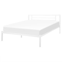 Metallbett Weiß 160 x 200 cm Fest integrierte Lattenrost Elegant Modern
