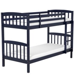 Hochbett Blau 90 x 200 cm Kiefernholz Natürliches Material Etagenbett Mit Leiter Modern Klassisch