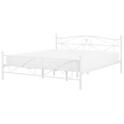 DoppelbettWeiß Metall Sperrholz 180 x 200 cm Zeitlos Romantisch