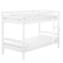 Hochbett Weiß 90 x 200 cm Kiefernholz Natürliches Material Etagenbett Mit Leiter Modern Klassisch