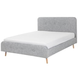 Polsterbett Leinenoptik Hellgrau Lattenrost 180 x 200 cm Glamour
