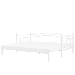 Metallbett Weiß 80 x 200 cm Ausziehbar Mit Lattenrost Metall Verzierungen Ausziehfunktion Romantisch Klassisch