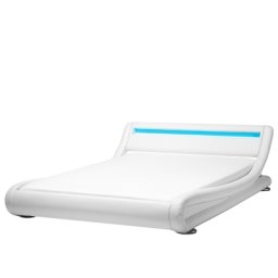 Wasserbett Weiß mit LED Kunstleder 180 x 200 cm Modern