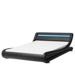 Wasserbett Schwarz mit LED Kunstleder 180 x 200 cm Modern