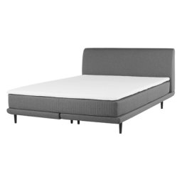 Boxspringbett mit Kopfteil Hellgrau Polsterbezug 140x200 cm inkl. Topper u. Matratze Modernes Glamouröses Design