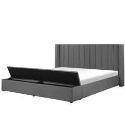 Polsterbett Grau 180 x 200 cm aus Samtstoff mit Stauraum Elegantes Doppelbett Modernes Design