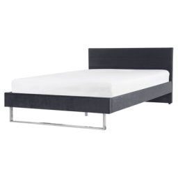 Doppelbett Grau Samtstoff Metallbeine 160 x 200 cm Bequem Glamour Schlaffzimmer