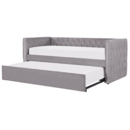 Tagesbett Grau Samtstoff 90x200 cm mit Lattenrost Nieten Modern Glamour