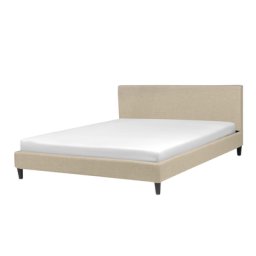 Polsterbett Beige 180 x 200 cm Leinenoptik Geradlinige Form Klassisch