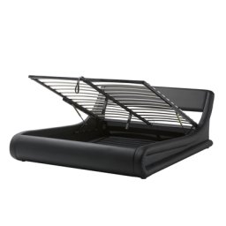 Bett Kunstleder Schwarz 180 x 200 cm Mit Bettkasten Geschwungene Formgebung Elegant Modern