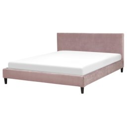 Polsterbett Rosa 160 x 200 cm Samtstoff Geradlinigen Form Austauschbarer Polsterbezug Klassisch