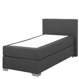Einzelbett Grau 90 x 200 cm Leinenoptik Mit Lattenrost und Taschenfederkernmatratzen Hohe Kopfteil Klassisch