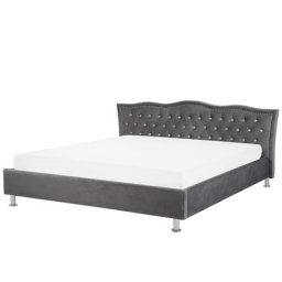 Doppelbett Dunkelgrau mit Lattenrost Polsterbezug 180x200 cm Elegant