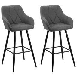 Trendy Barstuhl 2er Set Grau Stoff 104 cm Modern