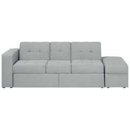 Sofa Hellgrau Polsterbezug 3-Sitzer Schlaffunktion Traditionell Wohnzimmer