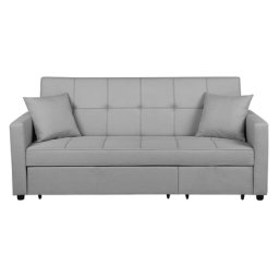 Sofa Hellgrau Polsterbezug 3-Sitzer Schlaffunktion Zeitgenössisch Zierkissen Wohnzimmer