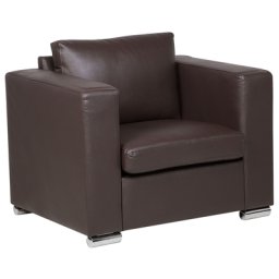 Sessel Braun Echtleder Stahl Armlehnen Wohnzimmer Salon
