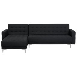 Ecksofa Dunkelgrau Polsterbezug L-Förmig Rechtsseitig Schlaffunktion Klassisch Wohnzimmer