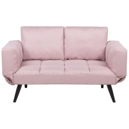 Sofa Rosa Polsterbezug 2-Sitzer Schlaffunktion Skandinavisch Wohnzimmer