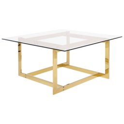 Couchtisch Gold Transparent 80 x 80 cm Glasplatte Poliert Glänzende Metallgestell Quadratisch Modern