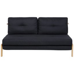 Sofa Schwarz Polsterbezug Polsterbezug 2-Sitzer Schlaffunktion Minimalistisch Wohnzimmer