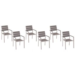 Gartenstuhl 6er Set Grau Kunstholz Metallbeine Stapelbar Modern