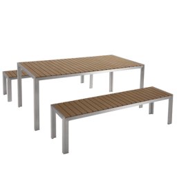 Gartenmöbel Set Braun Aluminium Kunstholz 8-Sitzer Rechteckig Outdoor Modern