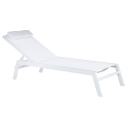 Gartenliege Weiß Aluminium Polyester Kopfkissen Terrasse Modern