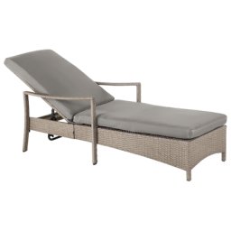 Gartenliege grau Rattan inkl. Auflage verstellbar
