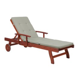 Gartenliege Akazienholz graubeige Auflage verstellbar rollbar modern Terrasse Garten Balkon