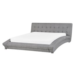 Wasserbett Polsterbezug Grau 160 x 200 cm Geschwungene Form Steppnähte am Kopfteil Wärmedämmung für Dual System Modern