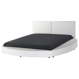 Lederbett Weiß 180 x 200 cm Doppelbett Mit Lattenrost Unterteilte Kopfteil Rund Elegant Modern