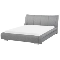 Wasserbett Grau 180 x 200 cm Polsterbezug Geschwungene Form Dekorative Ziernähten Wärmedämmung für Dual System mit Wasserbettmatratze Elegant Modern