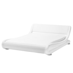 Bett Kunstleder Weiß 160 x 200 cm Mit Bettkasten Geschwungene Formgebung Elegant Modern