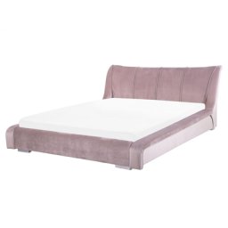 Wasserbett Rosa 160 x 200 cm Polsterbezug Geschwungene Form Dekorative Ziernähten mit Wasserbettmatratze Elegant Modern