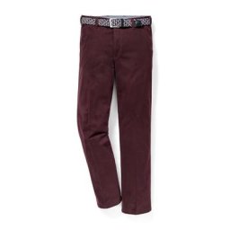 Walbusch Herren Bügelfrei-Chinohose Regular Fit Rot einfarbig elastisch flexibler Bund