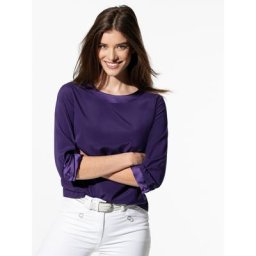 Walbusch Damen Seiden Shirtbluse Edel Basic gemustert Violett