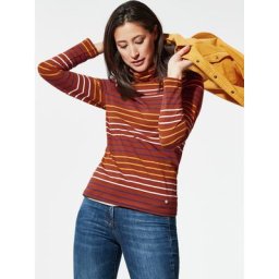 Walbusch Damen Baumwoll Rolli la Ville gestreift Multicolor Zimt