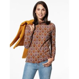 Walbusch Damen Viskoserolli Ornament Print gemustert Safran